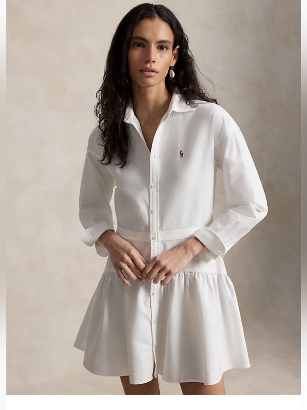 Polo Ralph Lauren Cotton Oxford Paneled Shirtdress in white